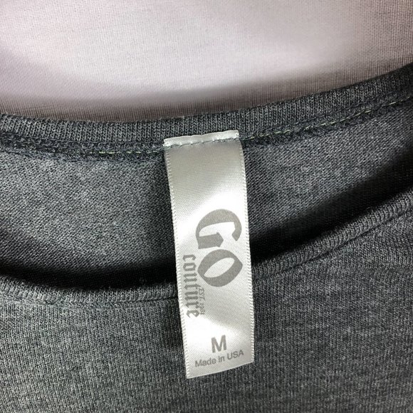 Go Couture Gray Short Sleeve Round Neck Casual Solid Pocket Shirt Sz Med… - Picture 7 of 7